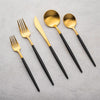 Vera, Two Tone Brushed Black And Gold, 18/10 Flatware Service of 4 (20 pieces)
