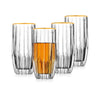 Gold Rim Pleat Highball Glasses - set of 4