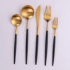 Vera, Two Tone Brushed Black And Gold, 18/10 Flatware