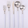 Two Tone Brushed White And Silver - 18/10 Vera Flatware (Set of 20)